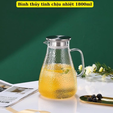 Bình thủy tinh đựng nước 1.8L họa tiết nhám sần + 6 cốc HMT 385ml borosilicate - Giá chỉ 150.000đ 3 Bình thủy tinh đựng nước 1.8L họa tiết nhám sần + 6 cốc HMT 385ml borosilicate - Giá chỉ 150.000đ 3