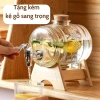 Bình thủy tinh đựng nước có vòi kèm chân gỗ, dung tích 3-5L, bình ngâm rượu lắp gỗ bần - giảm giá 289k 4