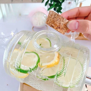 Bình Thủy Tinh Đựng Nước Vòi và Chân Gỗ 1L 3L Bình Ngâm Hoa Quả Cao Cấp Giá 159k