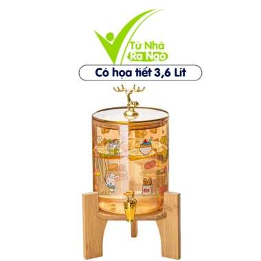 Bình Thủy Tinh Hổ Phách GD25 - Vòi Khóa, Đế Gỗ, Họa Tiết Sang Trọng, Giá 248k 8