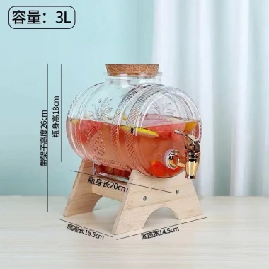 Bình thuỷ tinh kèm kệ gỗ đựng rượu, vòi tiện lợi 1L-5L giá ưu đãi 196k 4
