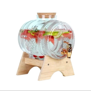 Bình thuỷ tinh kèm kệ gỗ đựng rượu, vòi tiện lợi 1L-5L giá ưu đãi 196k 6