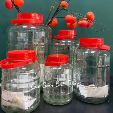Bình thủy tinh ngâm rượu, ngâm hoa quả đa size 2-10L, có nắp, quai cầm, có/không vòi, dày dặn chắc - Giá chỉ 49.500đ 2