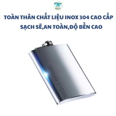 Bình tông inox 304 dày 0.25ml‑5L, đựng rượu, nước dã ngoại, du lịch, kèm túi da tiện lợi - 93.600đ 2