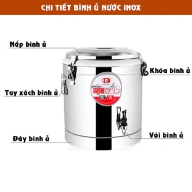 Bình ủ trà Inox 304 cách nhiệt 3 lớp 20-50L, giữ nóng/lạnh cả ngày - Giá ưu đãi 235k 8