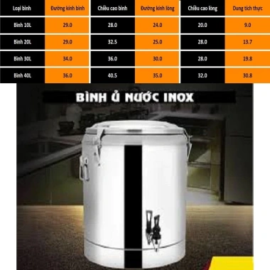 Bình ủ trà Inox 304 cách nhiệt 3 lớp 20-50L, giữ nóng/lạnh cả ngày - Giá ưu đãi 235k 9