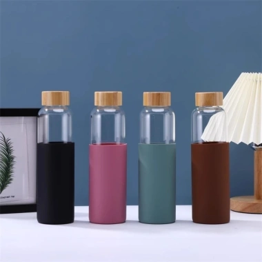 Bình Uống YYLINGX 500ml Thủy Tinh Nắp Chống Rò Rỉ Silicon Tay, Tái Dụng, 143.220₫