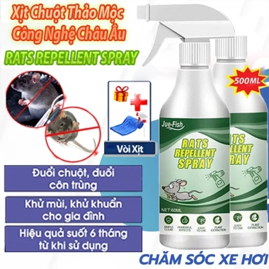 Bình Xịt Đuổi Chuột và Côn Trùng Rats Repellent 350ml - Chiết Xuất Thảo Mộc An Toàn, Siêu Hiệu Quả, Giá 45k