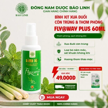 Bình Xịt Đuổi Muỗi Côn Trùng FLY@WAY PLUS Bảo Linh 60ml - Thảo Dược An Toàn Cho Bé