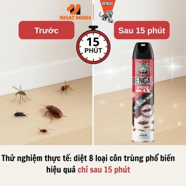 Bình xịt muỗi Bengal Pro Max 500ml - Diệt 8 loại côn trùng, an toàn cho gia đình, giá ưu đãi 76.000₫ 8
