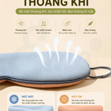 Bịt mắt 2 mặt nóng lạnh HI-SLEEP - Thư giãn, giảm căng thẳng, ngủ sâu, 55.000₫