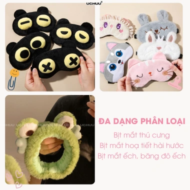 Bịt Mắt Bông UCHUU Thoáng Khí, Có Túi Gel Chườm Thư Giãn - Giá Ưu Đãi 34.000₫