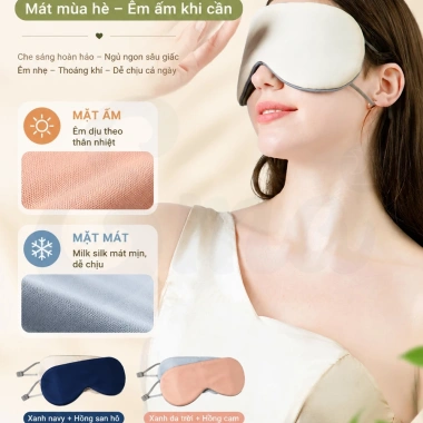 Bịt mắt che sáng 2 mặt EMA thoáng khí - ấm mùa đông, mát mùa hè, không hằn vết, không nóng bí - 52.000₫