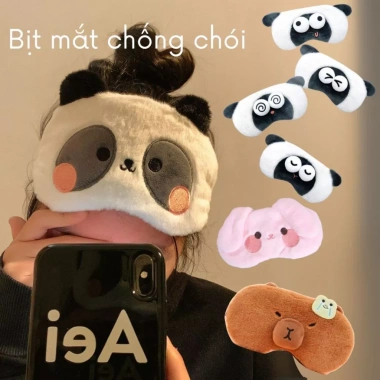 Bịt mắt ngủ chống chói mắt hoạt hình đáng yêu kèm túi gel massage, phù hợp văn phòng du lịch - 45.000₫