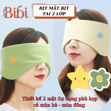Bịt mắt ngủ trưa mềm mại kèm tai chống ồn, che mắt che tai bảo vệ giấc ngủ