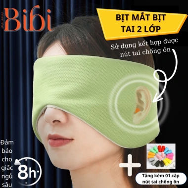 Bịt mắt ngủ trưa mềm mại kèm tai chống ồn, che mắt che tai bảo vệ giấc ngủ