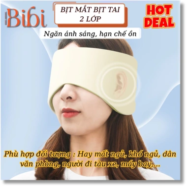 Bịt mắt ngủ trưa mềm mại kèm tai chống ồn, che mắt che tai bảo vệ giấc ngủ