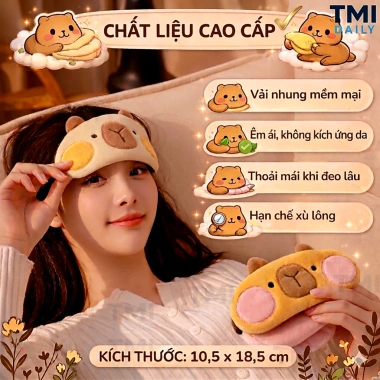 Bịt Mắt Ngủ và Mặt Nạ Ngủ Vải Nhung Capybara Gel Lạnh Mát - Dễ Ngủ, 56k