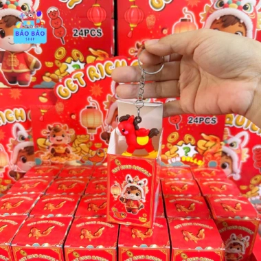 Blindbox Mẫu Tết Bính Ngọ - Hộp Bất Ngờ 24 Móc Khóa Hoạt Hình Giá 49k