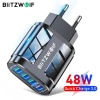 BlitzWolf BK-385 48W 4 Cổng USB QC 3.0 - Sạc Nhanh Du Lịch, Treo Tường, EU Plug - Giá chỉ 146.771₫