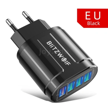 BlitzWolf BK-385 48W 4 Cổng USB QC 3.0 - Sạc Nhanh Du Lịch, Treo Tường, EU Plug - Giá chỉ 146.771₫