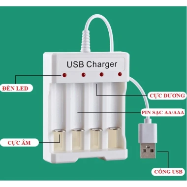 BMAX Bộ sạc 4 khe USB cho pin AA và AAA - An toàn, tiện lợi, Giá chỉ 29.000₫ 2 BMAX Bộ sạc 4 khe USB cho pin AA và AAA - An toàn, tiện lợi, Giá chỉ 29.000₫ 2