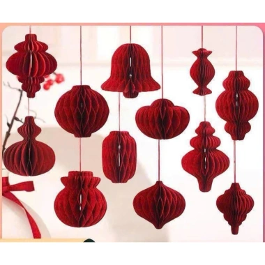 Bộ 10 đèn lồng giấy đỏ độc đáo, trang trí Tết lộng lẫy, giảm giá 69.791 đồng