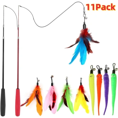 Bộ 11 món đồ chơi đa năng cho mèo: ba tầng, cần câu, tease stick, giảm giá 162.000₫