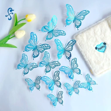Bộ 12 Con Bướm 3D Đa Màu BG2 - Trang Trí Tường Tiệc Cưới Sinh Nhật, Đạo Cụ Quay Video - Chỉ 22.000₫