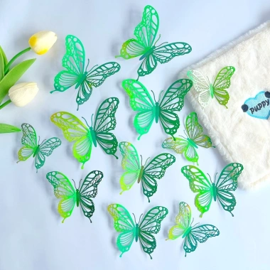 Bộ 12 Con Bướm 3D Đa Màu BG2 - Trang Trí Tường Tiệc Cưới Sinh Nhật, Đạo Cụ Quay Video - Chỉ 22.000₫