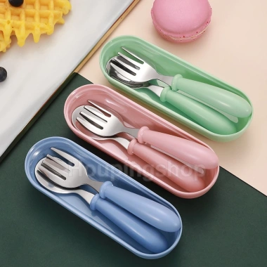 Bộ 2 cái 304 muỗng nĩa thép không gỉ + dao kéo du lịch cắm trại, trường học, văn phòng - Giá chỉ 31.900₫