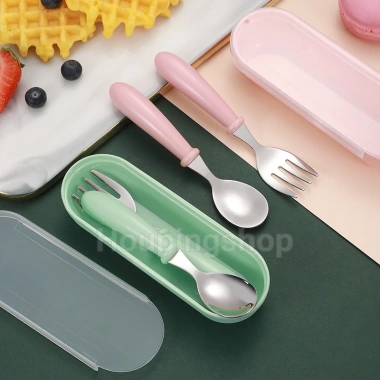 Bộ 2 cái 304 muỗng nĩa thép không gỉ + dao kéo du lịch cắm trại, trường học, văn phòng - Giá chỉ 31.900₫