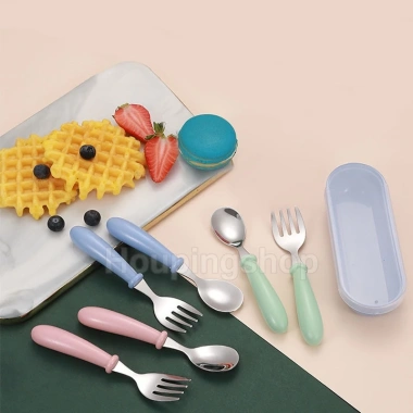 Bộ 2 cái 304 muỗng nĩa thép không gỉ + dao kéo du lịch cắm trại, trường học, văn phòng - Giá chỉ 31.900₫