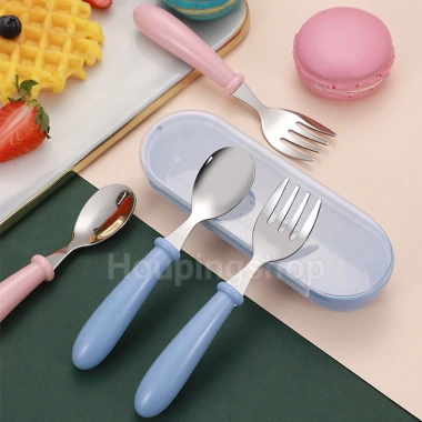 Bộ 2 cái 304 muỗng nĩa thép không gỉ + dao kéo du lịch cắm trại, trường học, văn phòng - Giá chỉ 31.900₫