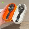 Bộ 2 Cái HENGHOME Thìa Nĩa Hộp Trẻ Em Thép Không Gỉ, Dao Kéo Di Động Cho Bé 3
