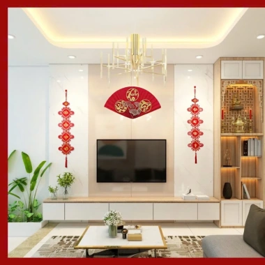 Bộ 2 Liễn Nhung Câu Đối Chúc Mừng Năm Mới - Dây Khánh Treo Tết Bính Ngọ 2.026 Giá ưu đãi 50.000