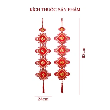 Bộ 2 Liễn Nhung Câu Đối Chúc Mừng Năm Mới - Dây Khánh Treo Tết Bính Ngọ 2.026 Giá ưu đãi 50.000