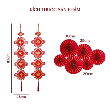 Bộ 2 Liễn Nhung Câu Đối Chúc Mừng Năm Mới - Dây Khánh Treo Tết Bính Ngọ 2.026 Giá ưu đãi 50.000