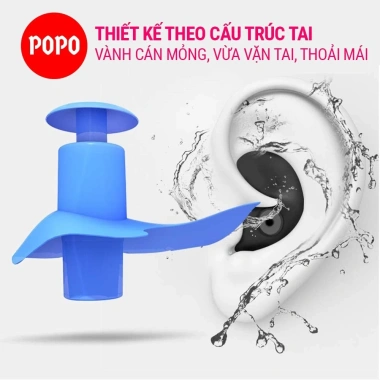 Bộ 2 nút bịt tai silicon dẻo mềm, chống nước 100% an toàn da - POPO giá 42.141₫