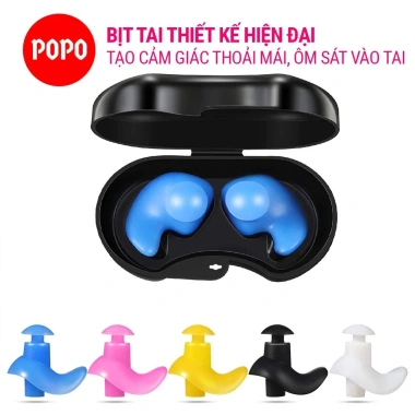 Bộ 2 nút bịt tai silicon dẻo mềm, chống nước 100% an toàn da - POPO giá 42.141₫