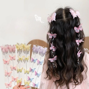 Bộ 2 phụ kiện tóc trẻ em phong cách cổ tích, bướm ngọc trai, tua rua - Giá ưu đãi 30.239₫