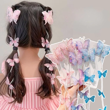 Bộ 2 phụ kiện tóc trẻ em phong cách cổ tích, bướm ngọc trai, tua rua - Giá ưu đãi 30.239₫