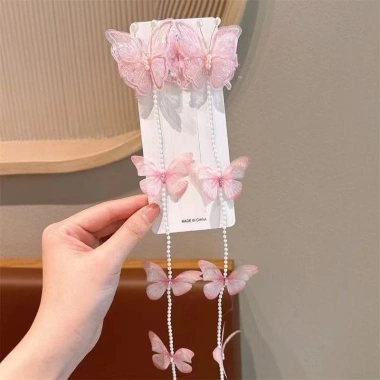 Bộ 2 phụ kiện tóc trẻ em phong cách cổ tích, bướm ngọc trai, tua rua - Giá ưu đãi 30.239₫