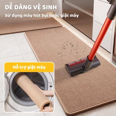 Bộ 2 Thảm Nhà Bếp Vải Lanh Cao Cấp GADI - Thấm Nước Dầu, Chống Trượt, 186.200₫ 7