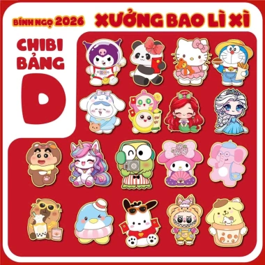 Bộ 20-30-50 bao lì xì chibi hoạt hình phản quang - Giá rẻ 2.026, chỉ 22.050 VND