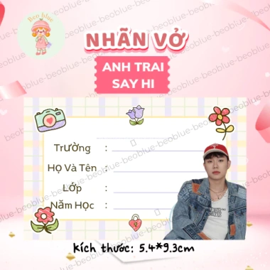Bộ 20 Nhãn vở in hình Dương Domic Anh Trai Say Hi 5.4x9.3cm Hàn Quốc Beo Blue - Giá 12.096₫ 3