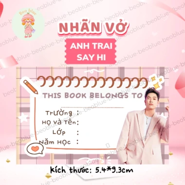 Bộ 20 Nhãn vở in hình Dương Domic Anh Trai Say Hi 5.4x9.3cm Hàn Quốc Beo Blue - Giá 12.096₫ 4