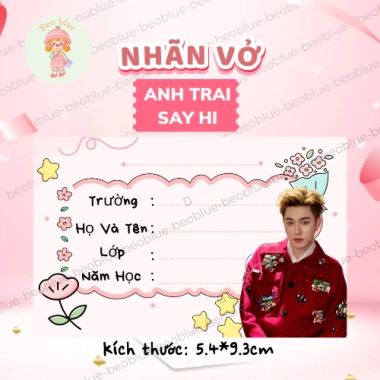 Bộ 20 Nhãn vở in hình Dương Domic Anh Trai Say Hi 5.4x9.3cm Hàn Quốc Beo Blue - Giá 12.096₫ 5