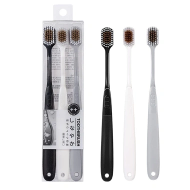 Bộ 3 Bàn Chải Nhật Bản Đầu Rộng Lông Mềm Tối Giản Dành Cho Gia Đình và Du Lịch Giá Ưu Đãi 19.800 VND