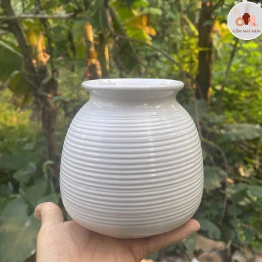Bộ 3 bình hoa gốm sứ Phúc Tâm An men trắng Bát Tràng 13-24cm, thanh lý giá rẻ 79k